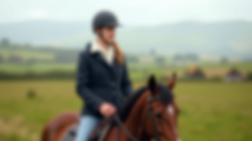 Person riding horse through green Irish countryside fields and hedgerows on a guided trail
